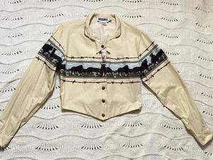Camicia western vintage Panhandle slim filo spinato bufalo cropped yoke design donna M - Foto 1 di 19