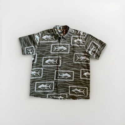 Camisa con botones QuikSilver Waterman para hombre 2XL pez tribal hawaiano XXL Foto 1 de 4