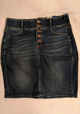 NWT Apt 9 Stretch Tummy Control Denim 4 Pkt Skirt Brass Button Closure Size 10 - Image 1 of 4