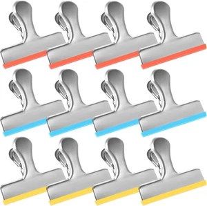 12 kleine Packung Edelstahl Chip Beutel Clips mit Silikon überzogen - Bild 1 von 4