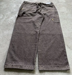 VTG Koman Baggy Wide Men’s Carpenter Cargo Dark Brown Jeans 40x34 Y2K 10” Leg - Picture 1 of 24