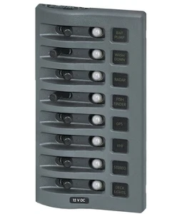 BLUE SEA 4378 WEATHER DECK 12V PANEL 8 POSITION GREY New In Box - Picture 1 of 5