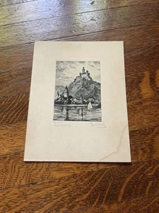 VINTAGE MARKSBURG SCHLOSS DEUTSCHLAND SIGNIERT KUTTY ? GRAVUR MITTELALTER STADT - Bild 1 von 11