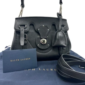 Ralph Lauren Ricky Mini Leder Handtasche Schultertasche Schwarz Made in Italy - Bild 1 von 8