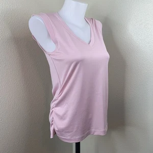 Indyeva Astrid II Sleeveless Tank Top Ruched Sides Shirt Sz S Light Pink V Neck - Picture 1 of 7