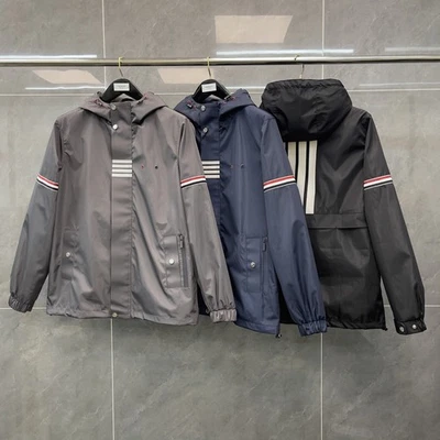 Thom Browne Men/womens New Strip Four Bars Double-sleeved Zipper Hooded Jacket - Image 1 of 4
