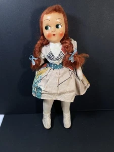 Antique Doll Cloth Celluloid Hand-Painted REDHEAD Girl GREEN Eyes - Picture 1 of 11