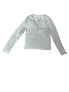 Thereabouts Girls Metallic V-Neck Half Button Long Sleeve Shirt Size M 10/12 - Picture 1 of 9
