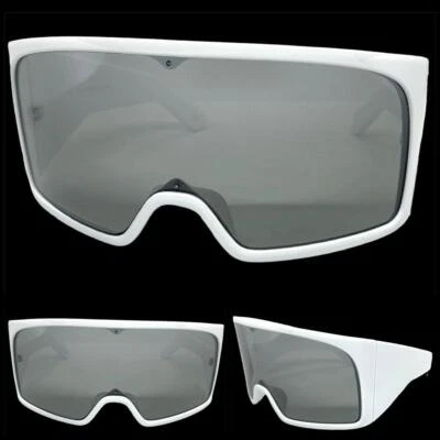 GAFAS DE SOL FUTURISTAS ENVOLVENTES DE GRAN TAMAÑO escudo fiesta raver enorme marco blanco Foto 1 de 4