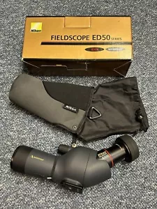 Nikon Fieldscope ED50 Angled Spotting Scope 27x Wide Eyepiece Case - Excellent - Picture 1 of 8