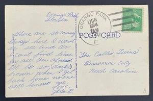 Tarjeta postal de Orange Park, Florida - enviada por correo el 24 de junio de 1940 a Bessemer City, Carolina del Norte - FL - Imagen 1 de 2