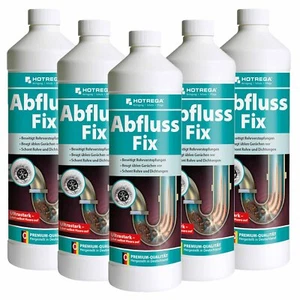 HOTREGA Abfluss Fix Abflussreiniger Rohrreiniger Abflussfrei 5x1L Konzentrat - Bild 1 von 3