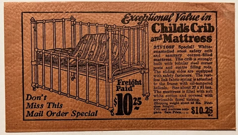 RARE ROBERT SIMPSON CHILD'S CRIB AND MATTRESS ADVERTISING COVER TORONTO CA Cover
