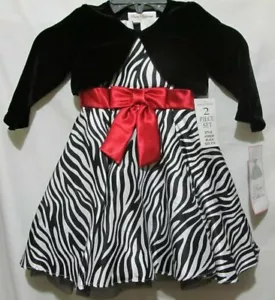 Rare Editions Mädchen Gr. 2T/2 schwarz-weiß-&rot ärmelloses Kleid mit Jacke neu - Bild 1 von 7