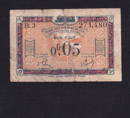 France  0,05 Franc  1923  P-R1   Ruhr/Germany ,occupied German Territory,VG - Image 1 of 2