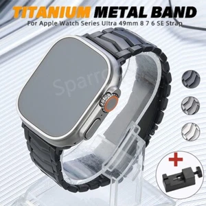 Titanium Band Watch Strap for Apple Watch Ultra 2 49mm Series 9 8 7 SE 6 5 4 3 2 - Picture 1 of 16