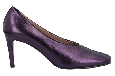Novo L'Autre Chose Bombas de Couro Enrugado Metálico Feito na Itália Mauve Roxo Metálico - Imagem 1 de 4