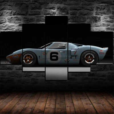 Póster de arte de pared con impresión en lienzo de 5 paneles de coche de carreras Ford GT40 decoración del hogar Foto 1 de 4