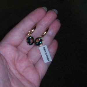 Gold over 925 Sterling Silver Mystic Colored Earrings Dangle - Picture 1 of 3