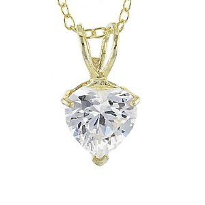 1.92Ct Heart White CZ 14K Gold Plated Solitaire Pendant With FREE 18" Chain