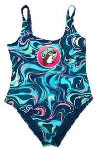 Traje de baño Texas Snacks Buc-ee’s One Piece para mujer’s L azul remolino acolchado NUEVO - Imagen 1 de 6