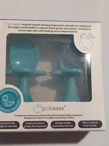 Juego de utensilios de autoalimentación para bebés y niños pequeños cuchara y tenedor AZUL - Imagen 1 de 6