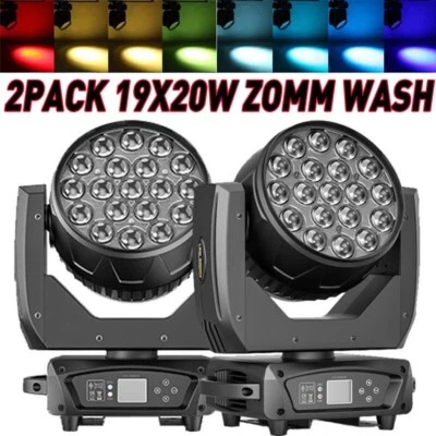U`KING 2 pezzi 19X20W RGBW LED testa mobile lavaggio zoom luce palco DMX DJ discoteca party bar