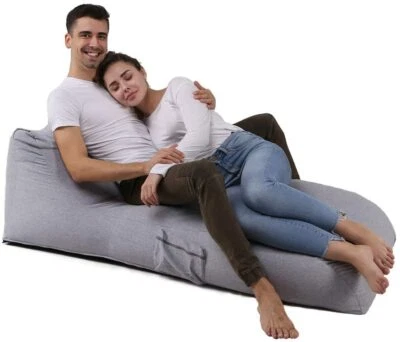 QSack Sitzsack Liege mit Inlett, Mikroperlen, Relaxsessel (grau) - Bild 1 von 4