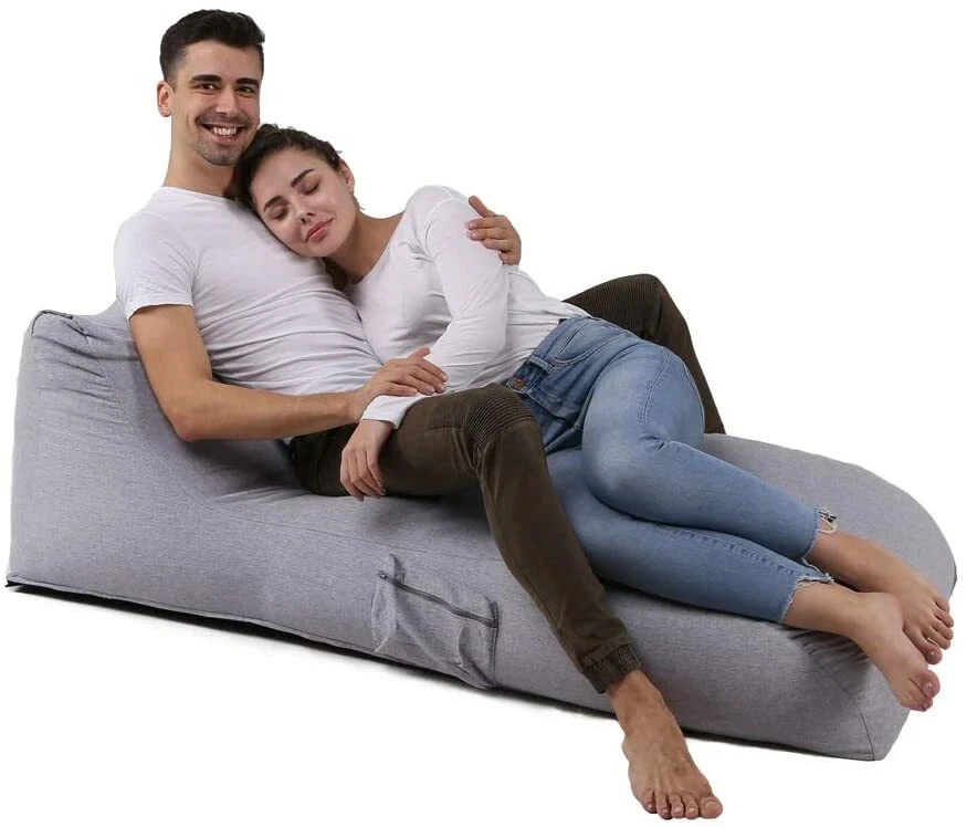 QSack Sitzsack Liege mit Inlett, Mikroperlen, Relaxsessel (grau) - Bild 1 von 4