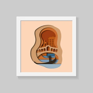 Venedig Wandbild, geschichteter 3D Effekt Druck Poster, berühmte Städte Wandbild - Bild 1 von 19