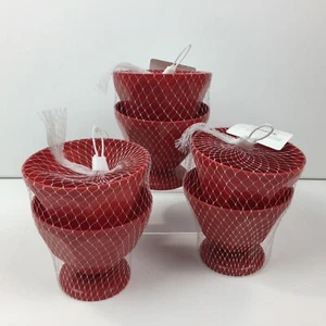Red Kitchen Set of 6 Plastic 17oz Ice Cream Sundae Bowls Dessert Picnic Pool BBQ - Picture 1 of 7