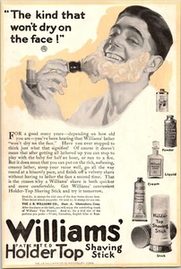 PRINT AD 1919 Williams Holder-Top Shaving Stick Won't Dry On the Face 6 x 9 - Picture 1 of 3