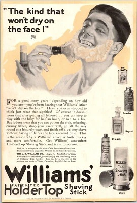 PRINT AD 1919 Williams Holder-Top Shaving Stick Won't Dry On the Face 6 x 9 - Image 1 of 3