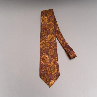 Corbata de seda Ermenegildo Zegna marrón dorado abstracto Italia vintage Foto 1 de 4