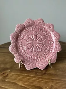 Bordallo Pinheiro Majolica Ceramic Portugal Pink Cabbage Carrot Plate 8.25” - Picture 1 of 6