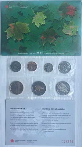 CANADA 2003 Uncirculated Royal Canadian Mint Prooflike Set Proof Like Cover