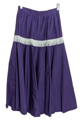 Handmade Purple Fringe Midi Flare Western Skirt XS XXS Small G1 Cowgirl Boho - Image 1 of 4