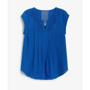 Daniel Rainn Women's Lace Detail Cap Sleeve Cobalt Blue Top Blouse SZ M - Picture 1 of 5
