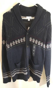 Grandpa Core Sweater Men's Size Medium M Cardigan Shawl Collar Button Fair Isle - Picture 1 of 8
