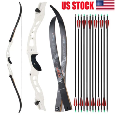 66" Archery Recurve Bow 20-40lbs Takedown Aluminum Riser for RH Hunting Shooting - Image 1 of 4