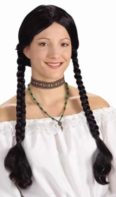Peluca Negra Coletas Largas Trenza Retro Escenario Teatral Adulto Mujer Escuela Niña Foto 1 de 4