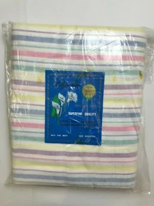 Vintage Retro Sheet Set LILYWHITE Flannel Stripe 160x250cm Pastel Single Bed - Picture 1 of 3