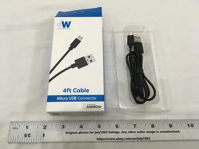 (1) NEW Just Wireless 4-ft Cable Android - USB-A to Micro USB - BLACK (ob) - Image 1 of 4