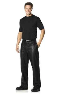 NEW Leather Motorcycle Pants - Sexy Black Slacks for Men - Casual Cool Trousers - Picture 1 of 3