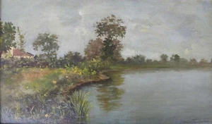 Antonietta FRAGIACOMO (Venezia 1859-1942) AL LIDO splendido Olio su tela 25x43 - Picture 1 of 3