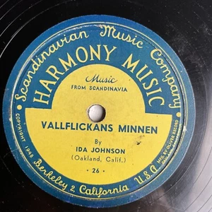 10" 78 RPM-Ida Johnson-Amerika Brevet/Vallflickans Minnen/Harmony Music 26 - Picture 1 of 4