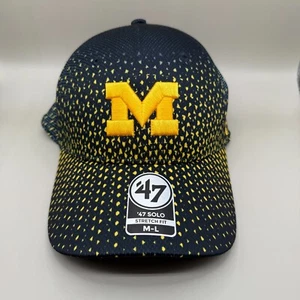 Michigan Wolverines Hat Medium/Large 47 Brand Solo Stretch Fit Cap Geometric - Picture 1 of 9