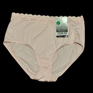 Vintage OLGA 22173 Feels Like Satin Brief 7/XL Pink Lace Top Panties - Picture 1 of 4
