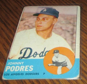 1963 Topps FILLER Johnny Podres #150 vintage baseball card - Los Angeles Dodgers - Picture 1 of 2