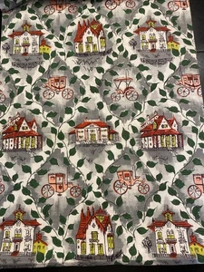 Rindenstoff 34” x 100” Twining Leaves” Wagen grau rosa rot grün Stoff sauber - Bild 1 von 4